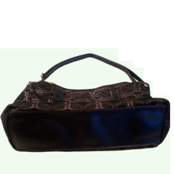 Women's Black Coach Purse w/ Gold Pattern Print Approximate 15in. X 9 in. - Picture 5 of 6
